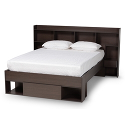 Baxton Studio Dexton Modern and Contemporary Dark Brown Finished Wood Queen Size Platform Storage Bed